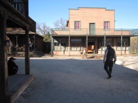 Scenes like this one were common on the Paramount Ranch sets and can still be seen today.