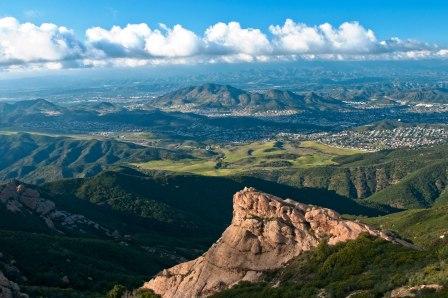 A fiew from the top of Boney Mountain looking northwest towards Ventura County and hills and valleys below.