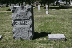 Joseph Cramer's Gravestone in Dickinson County, Kansas.