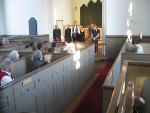 Actors following performance of trial scene.