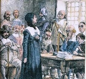 The trial of Anne Hutchinson.