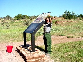 Picture of new trail exhibit construction at Quarai in 2003