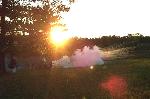 Twilight firing of a cannon
