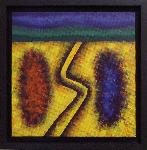 Red and blue patches symbolizing battle