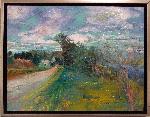 Surrealistic view up a rural road