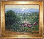 Deep red farmhouse and farm buildings