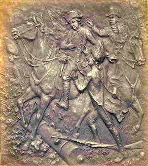 Bronze plaque depicting the mortal wounding of British General Simon Frasier