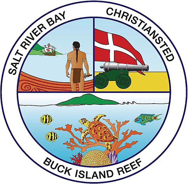 logo depicting 3 national park units on St. Croix, U.S Virgin Islands