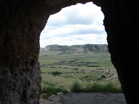 Looking south out of the tunnel along the Saddle Rock Trail.