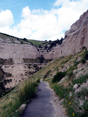 Heading down the Saddle Rock Trail past the tunnel.