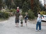 family watching deer