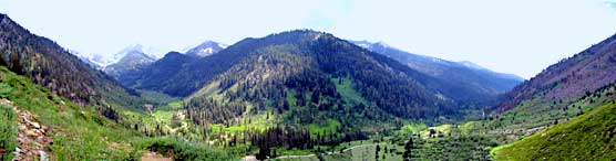 Classic view of Mineral King Valley from trail to Timber Gap