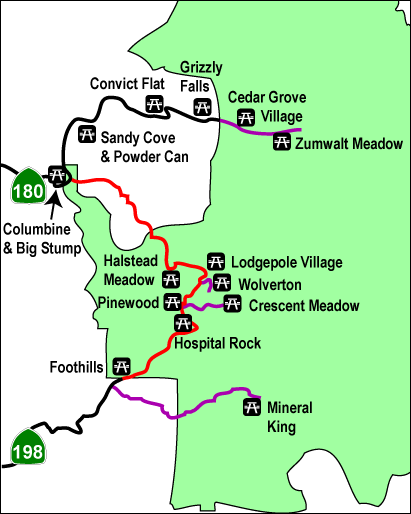 Map showing location of park picnic areas
