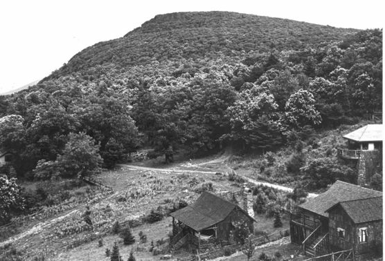 Skyland Cabins and Stony Man Mountain from Oak Crest.