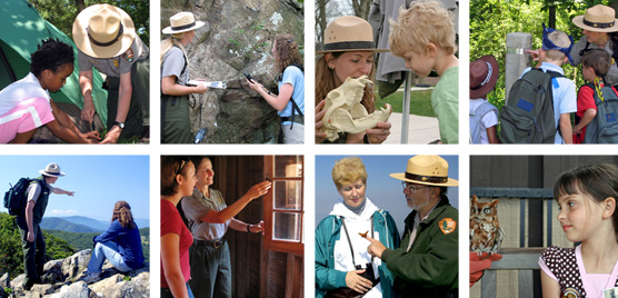 A collage of Ranger-led programs photos in Shenandoah National Park.