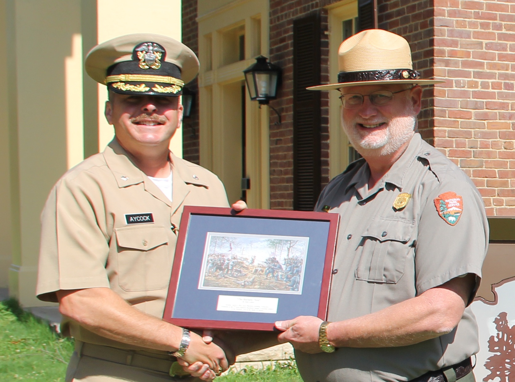 USS Shiloh Commander and Supt - NPS Photo