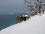 Lake MI Overlook in Winter with SMI in Bkgd