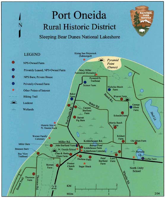 Map of Port Oneida Rural Historic District in Sleeping Bear Dunes National Lakeshore.