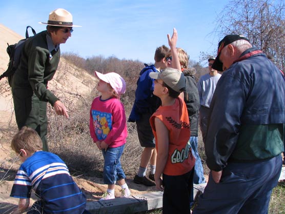 Park Ranger Joanne DeJonge encourages families to get out and explore the park on Saturdays at the Lakeshore.