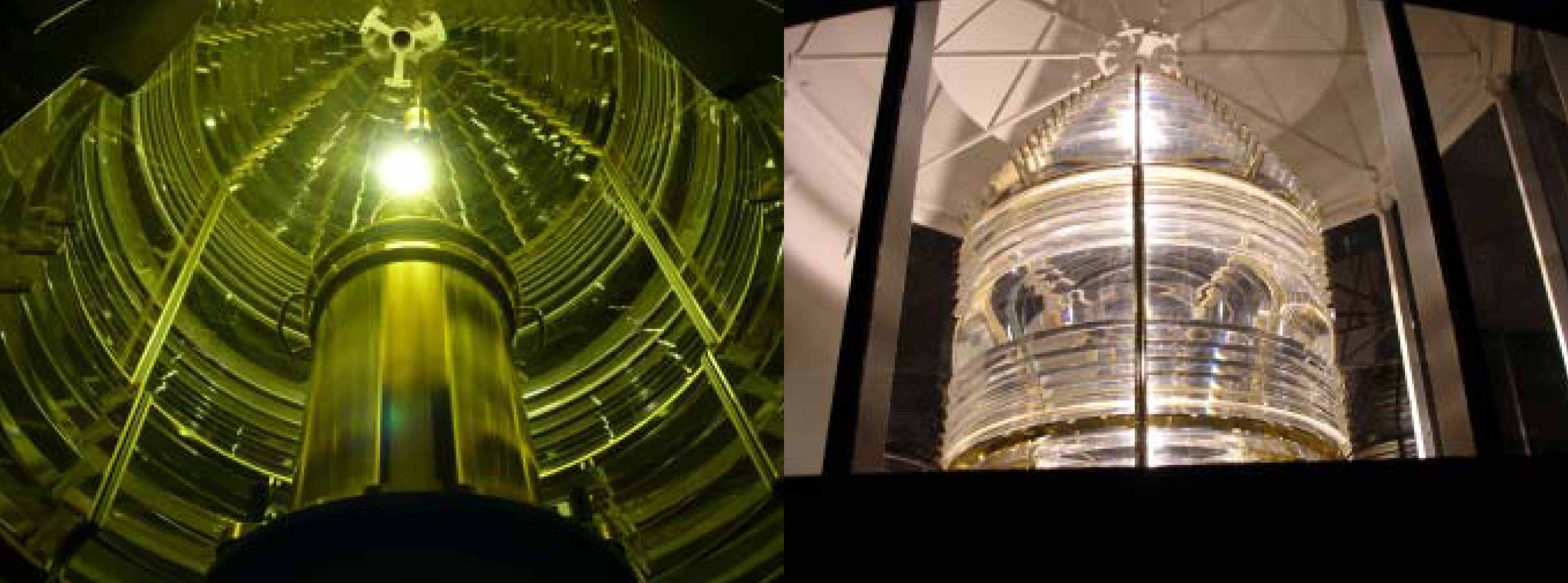 The light shines from the replica fresnel lens.