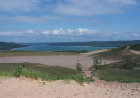 This view of Glen Lake is from the Dune Climb at Sleeping Bear Dunes National Lakeshore.