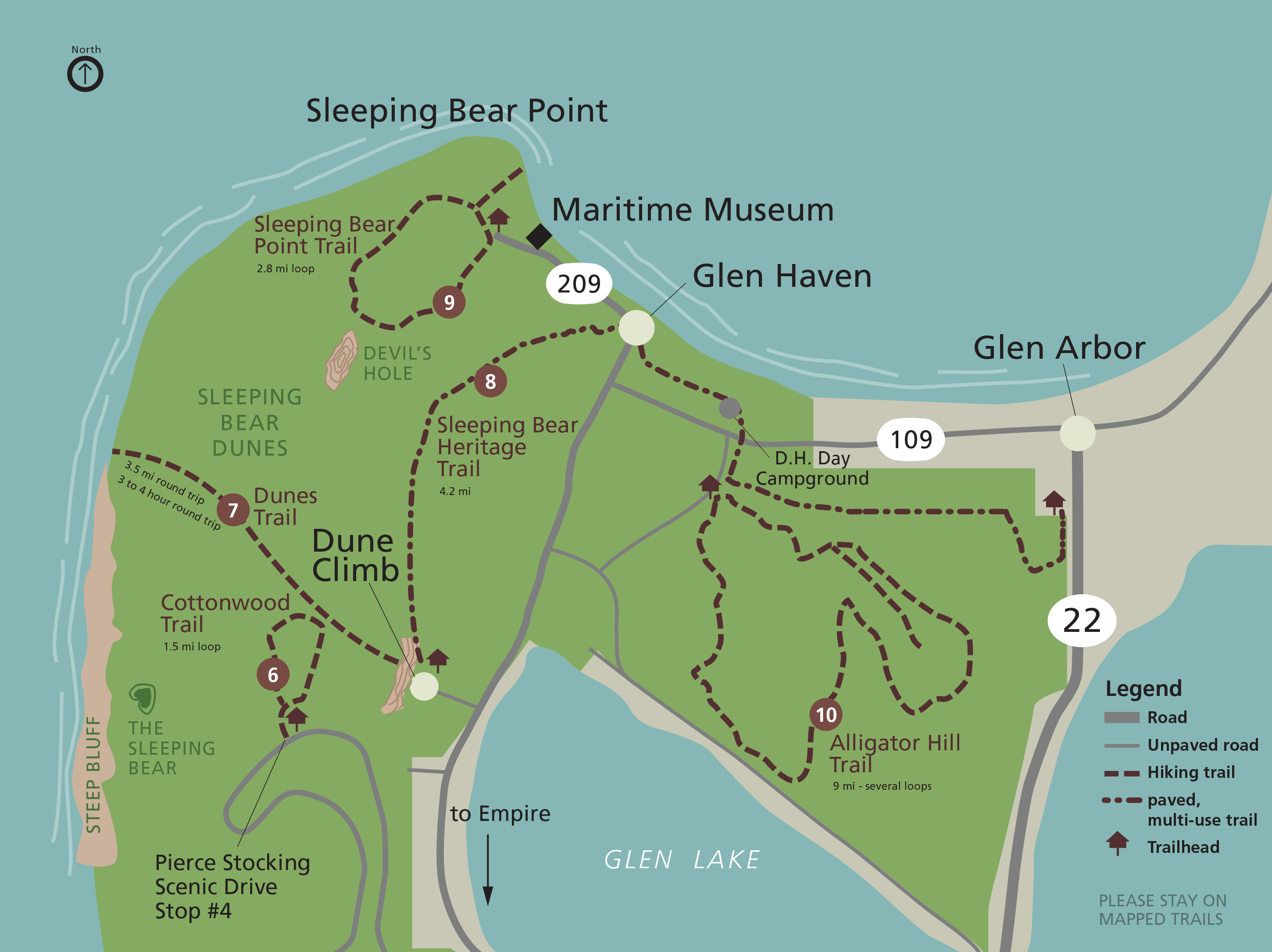 map of dunes hiking trails