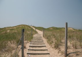 Trail over the dune to Lake Michigan
