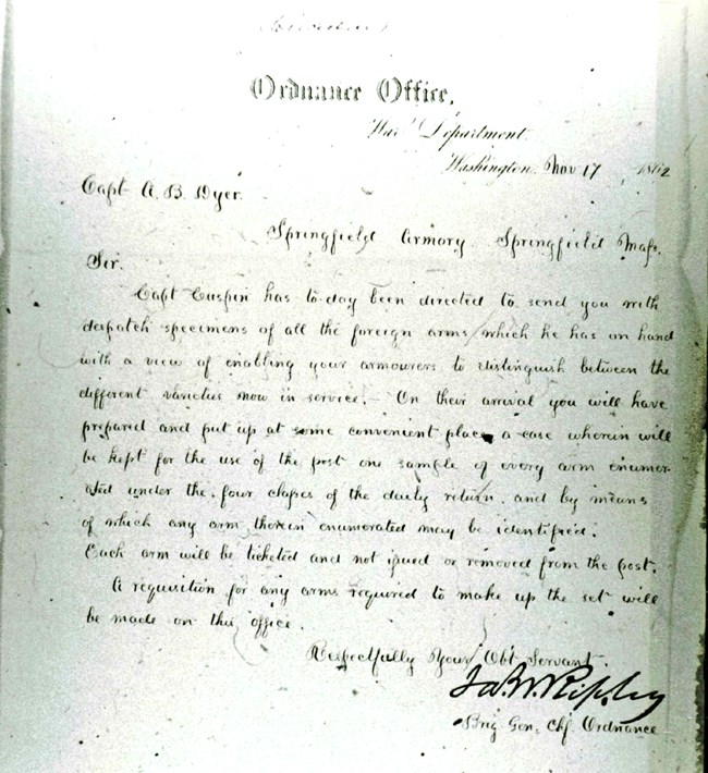 Order establishing the collection, November 17th, 1862
