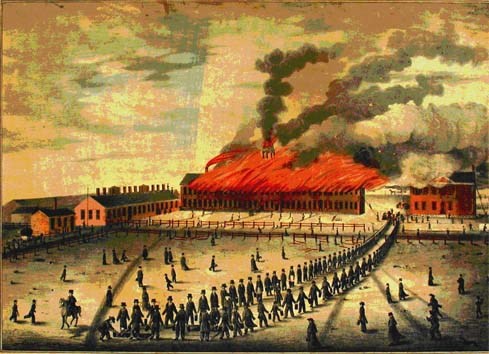 Fire burned the central Armory building early in 1824.