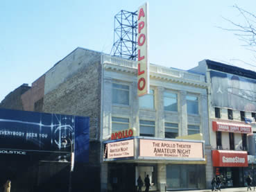 The restored Apollo Theater stands ready for the night’s show.