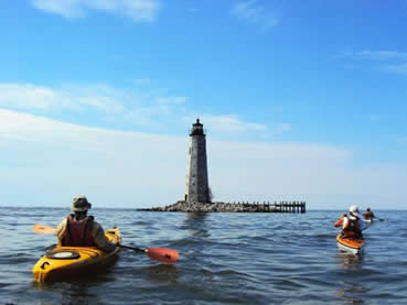 A lighthouse along the Mathews Maritime Heritage Trail