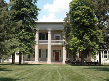 Front portico of the Greek Revival “Second Hermitage”