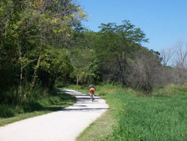 Biking the trail at Waterfall Glen Forest Preserve