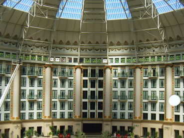The dome of the six-story atrium spans 200 feet and was once dubbed the 