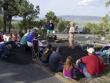 Visitors enjoy a geology program at Smoky Mountain Campground.
