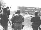 Ohio National Guard troops on the Kent State campus