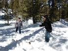 Winchester Cultural Center families play in the snow, one of the Nevada Children’s Outdoor Bill of Rights activities.