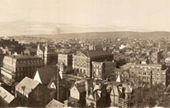 Panorama of downtown Scranton, nestled in the Lackawanna Valley, c.1909