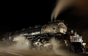 Union Pacific 4012, one of the largest locomotives ever built, photographed at night with special smoke effects. Union Pacific 4012, one of the largest locomotives ever built, photographed at night with special smoke effects.