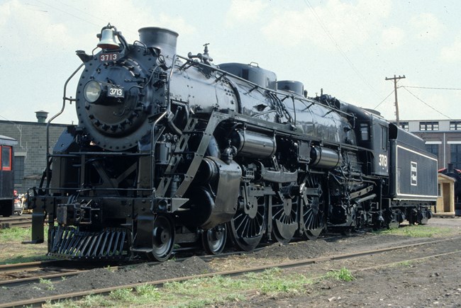 B&M 3713 on display outside in the 1990s