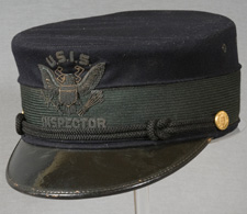 Black U.S. Immigration Service inspector's hat, with bill