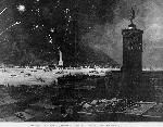 Statue's dedication with fireworks
