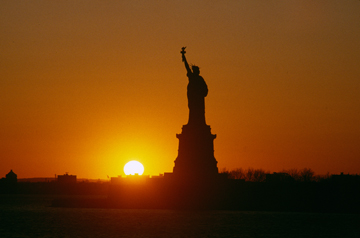 Statue and sunset