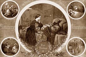 Harper's Weekly print showing United States Sanitary Commission scenes
