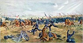 Union troops retreating