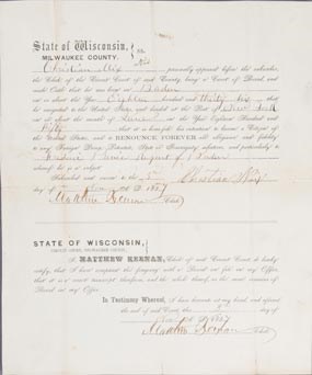 Citizenship document signed by Christian Nix