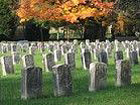 Small image of tombstones and fall foliage at the cemetery