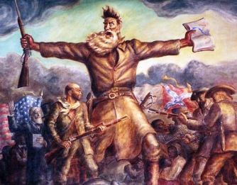 Painting of John Brown and the clashing of pro- and anti-slaver forces in pre-war Kansas; courtesy Kansas State Historical Society