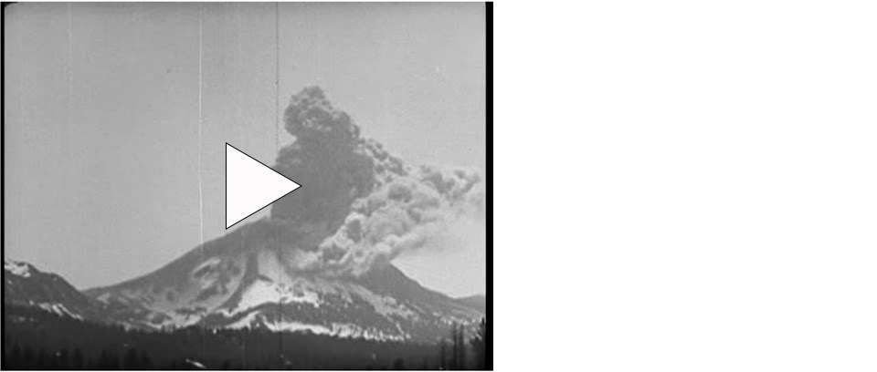 black and white image of an erupting volcano