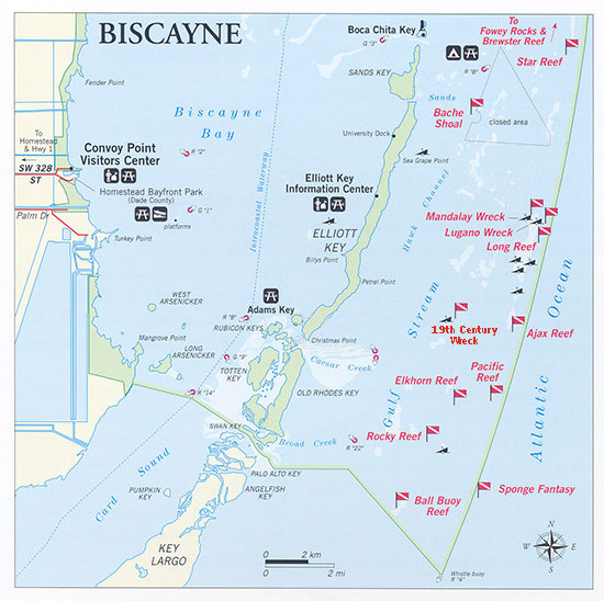 Biscayne dive map